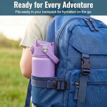 OLDLEY 18oz Insulated Water Bottle with 2-in-1 Straw & Chug Lid, Leakproof Stainless Steel Bottle, Cup Holder Friendly Vacuum Water Bottle for Travel, and School,Purple - color: Purple