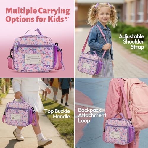 Itslife Bento Box for Kids Set, Insulated Food Container,Kids Lunch Box, 7 oz Thermos for Hot Food, 12 oz Thermos Water Bottle, Reusable Insulated Ice Bag & Fork Spoon Utensils Camping Travel Pink - color: Pink-DJ