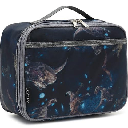 FlowFly Kids Lunch box Insulated Soft Bag Mini Cooler Back to School Thermal Meal Tote Kit for Girls, Boys, MyDinosaur - color: MyDinosaur