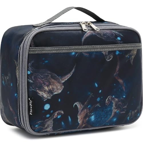 FlowFly Kids Lunch box Insulated Soft Bag Mini Cooler Back to School Thermal Meal Tote Kit for Girls, Boys, MyDinosaur - color: MyDinosaur
