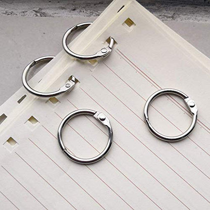 Antner 100PCS 1 1/5 Inch Loose Leaf Binder Rings Nickel Plated Small Metal Book Rings Keyrings for Paper, Index Cards, Flashcards, Keychains, Crafts, Home Office Organization, Silver - size: 1.2 Inch-100 Pieces