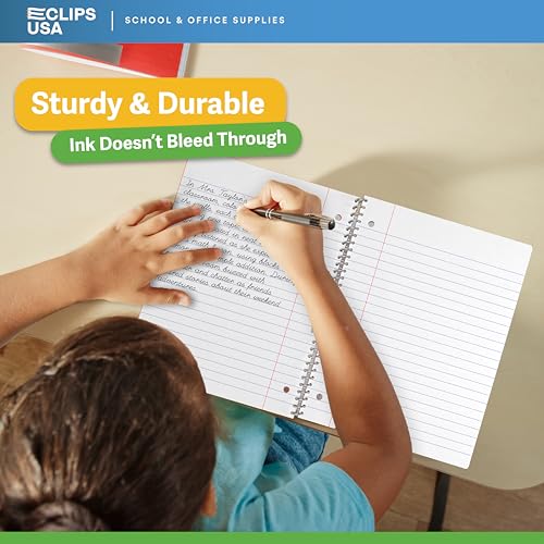 Spiral Notebook, 5 Subject Notebook, Wide Ruled Spiral Notebook, Spiral Notebook 8.5 x 11, Notebooks Bulk, School Supplies Bulk, Office Supplies Bulk, 2 Pocket Divider, 150 Sheets (5 Subject, 4 Pack)