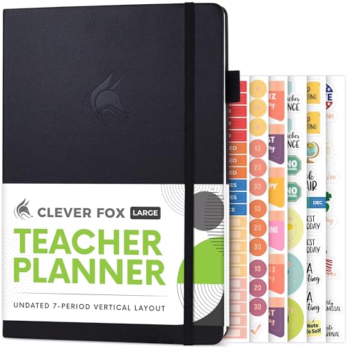 Clever Fox Teacher Planner, School & Homeschool Book, B5 Size Black | Undated, 7x10, lay-flat binding, heavy-duty hardcover, teacher lesson weekly & daily planner, homeschool supplies - color: Black, size: Smaller than A4 (7″ x 10″)