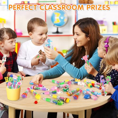 24 Pack 4-in-1 Multicolor Pens for Classroom Prizes, Bulk Fun Pens for Kids | 0.5mm Fine Point Ballpoint Pens, Teacher Must-Haves, Party Favors & Treasure Box Rewards, Bulk Student Gifts, Back to School