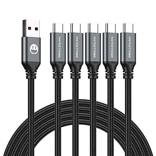 SMALLElectric USB to USB C Cable 5 Pack 6FT, A to Type C Fast Charger Cord | 3A braided USB A to C charging cords for iPhone 17 16 15, Samsung Galaxy, LG; 5 pack for home, office, car and travel.(Grey) - color: Grey, size: 6foot