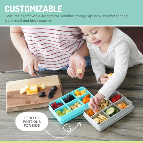 melii Snackle Box | 6-Compartment Divided Snack Container, BPA-Free Food Storage with Removable Dividers for School, Travel & On-the-Go Snacking (Shark) - color: Shark