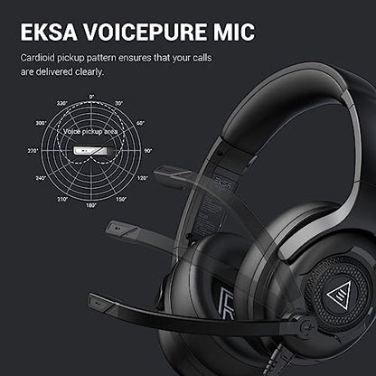 EKSA Headset with Microphone for PC, Computer Headphones with Noise Cancelling Microphone, Over-Ear All Day Comfortable, Immersive Sound 3.5mm Wired Gaming Headset for Laptop/Xbox/Switch/PS4/PS5 - color: Black