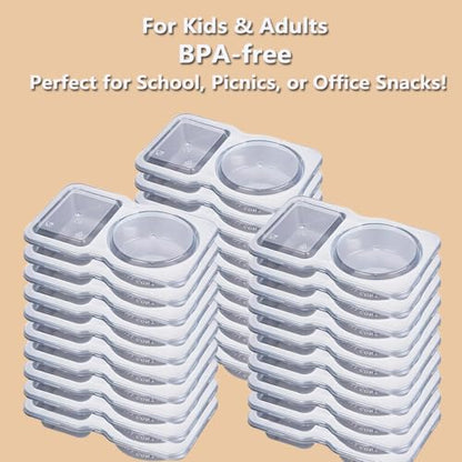 20 Sets Reusable Snack Containers Double Compartment Snackle Box Container with Lids - Leak-Proof BPA-Free Food Storage, Condiments Portion Control Dip Cups for Kids School Lunches, Meal Prep, Takeout - color: Transparent 20-pack