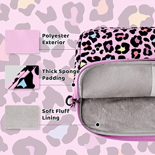 Choco Mocha Kids Tablet Sleeve Bag for Boys & Girls, (10-12.5Inch) - color: Leopard-pink 12.5inch, size: 12.5inch(12.5 x 9.8 x 1.3)