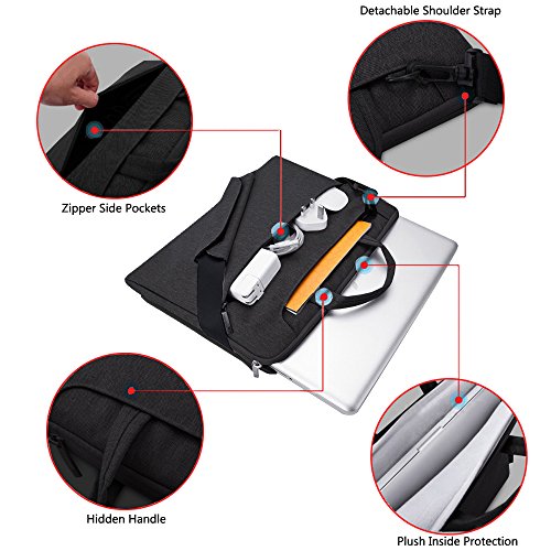Lacdo 16 inch Laptop Bag for 16 inch New MacBook Pro M5 Pro/Max A3428 A3429 (2026), M4/M3/M2/M1 Pro/Max A3403 A3186 A2991 A2780 A2485 A2141 2024-2019, 15 inch Surface Laptop 7th Computer Bag, Black - color: Black, size: New MacBook Pro 16 Inch