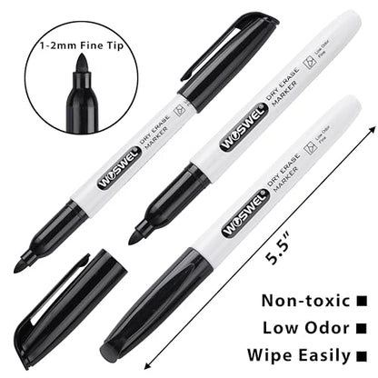 WOSWEL Dry Erase Markers Bulk, 76 Pack Black Fine Tip Whiteboard Markers, Fine Point, Low Odor Dry Erase Markers for School Office Home, Non-Toxic Easy Clean