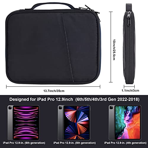 iPad Sleeve 12.9", Padded Tablet Case with Pockets (Black) - color: Black, size: 12.9