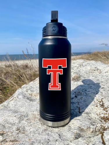 Texas Tech 32oz Stainless Steel Double Walled Black Beverage Bottle with Flip Straw Spout - College Gear for Playoff Season – For Office, Home or Auto – Show your Red Raider Prider - style: Texas Tech / Black