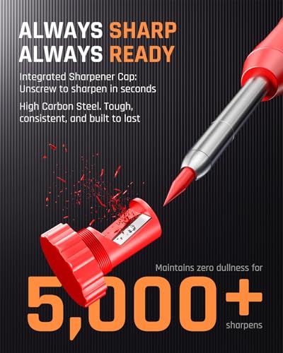 Nicpro 11 Pack Carpenter Pencil Set with Sharpener, Mechanical Carpenter Pencils with 40 Refill, Automatic Center Punch and Carbide Scribe Tool, Heavy Duty Construction Pencil for Architect-With Case - size: 15 Pack
