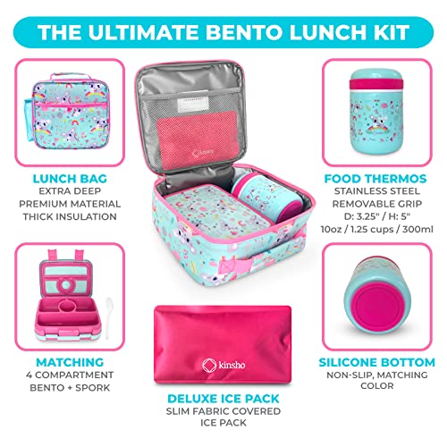 Bento Lunch Box for Kids with Thermo Food Jar for Hot Food Soup, Insulated Lunch Bag and Ice Cold Pack Set, Stainless Steel Lunch Thermal, Container Boxes with 4 Compartments, Koala - color: Koala