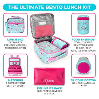 Bento Lunch Box for Kids with Thermo Food Jar for Hot Food Soup, Insulated Lunch Bag and Ice Cold Pack Set, Stainless Steel Lunch Thermal, Container Boxes with 4 Compartments, Koala - color: Koala