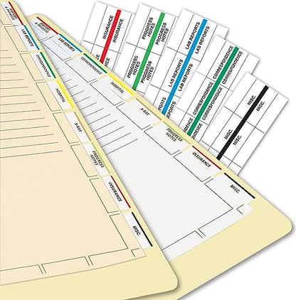Tabbies 54544 Hospital Medical Chart Index Tabs, 100 Pack, Yellow 1.25 x 0.5 in Self-Adhesive Patient File Divider Tabs for Records & Folders - style: Hospital