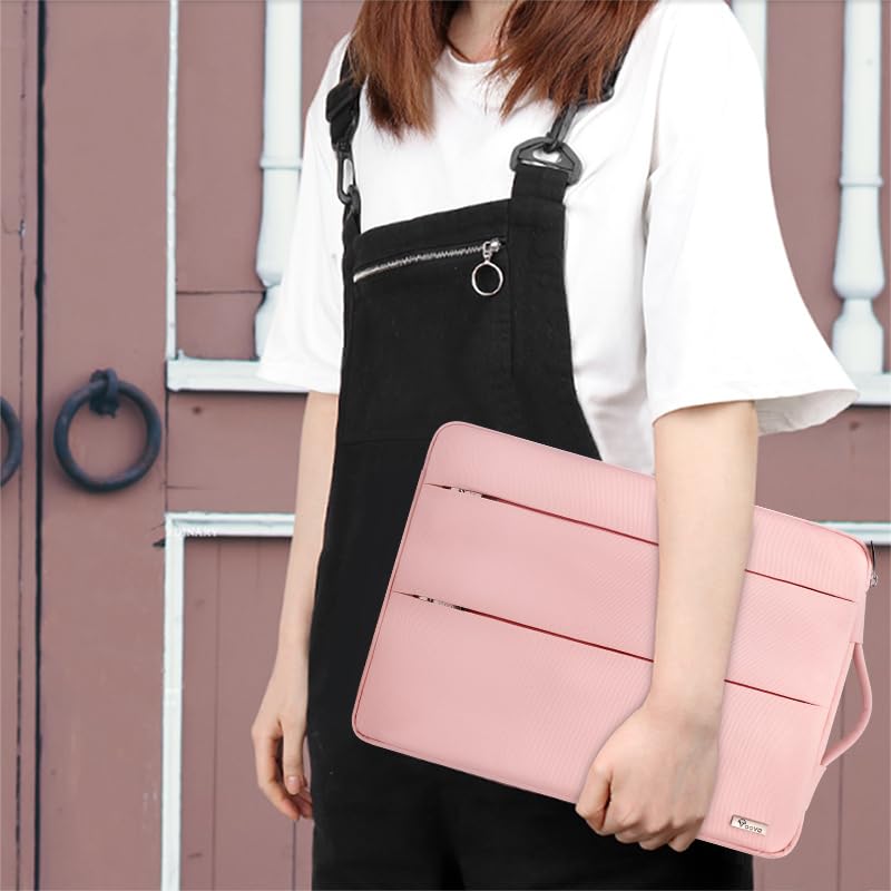 Voova Laptop Sleeve Carrying Case 13 13.6 Inch Compatible with MacBook Air 13 M1/M2/M3/M4, MacBook Pro 13/14, IPad Pro 13, Waterproof Slim Computer Cover Bag, Sakura Pink - color: Sakura Pink, size: 12.6-13.6 Inch