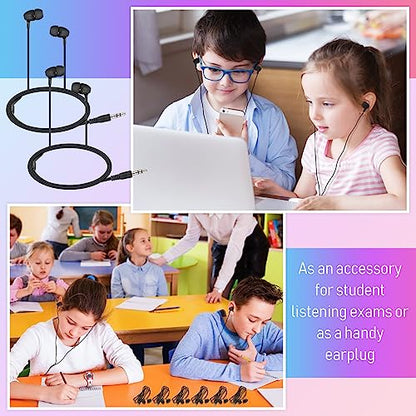 Macarrie 250 Pack Earbuds Bulk Kids Earbuds Headphones Classroom Earphones with Wire Ear Headphones for Schools Classrooms Libraries Children Students Gift (Black) - color: Black