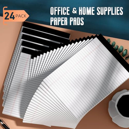 White Legal Note Pads 8.5X 11'', 24 Pack Legal Paper Note Pads, Micro Perforated Wide Ruled Lined Writing Pads 30 Sheets per Notepad Double-Side Printed Note Pad 8.5x11 for Home, Office, School - color: White- 24