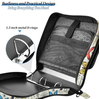 Personalized Butterfly 3 D-Ring Binder Bag Zipper Organizer | Multi-Pocket with Handle and Detachable Shoulder Strap Holds 500 Sheets for School Office Supplies - color: Dhb-103