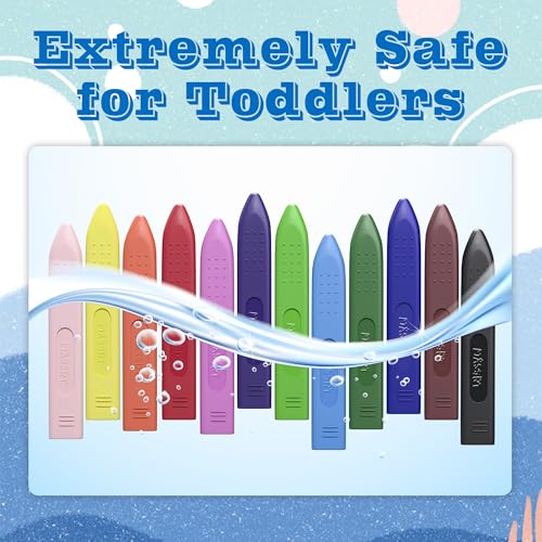 Triangle Jumbo Toddler Crayons 12 Count, Non Toxic Unbreakable Crayons, Easy-Grip Washable, Safe Coloring Gifts for Babies and Children - color: Strip
