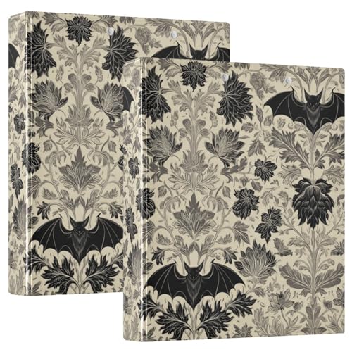 Gothic Bat Round Ring Binders Floral (1) 1.5 Inch 3 Ring Binder with Clipboard Holds 200 Sheets Office Home School - color: Multicolored 22