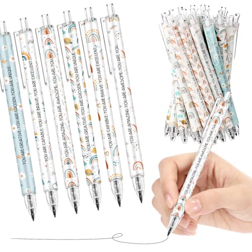 Sinload 60 Pcs Mechanical Pencil Bulk, 0.7 mm Cute Motivational Mechanical Pencil for Writing, Sketching, Drawing, Gifts from Teacher Reward Office Supplies Bee Party(Rainbow) - style: Rainbow