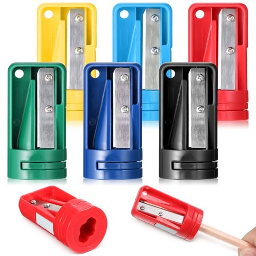 6Pack Carpenter Pencil Sharpener Colourful Manual Woodworking Pencil Sharpeners Cutter Portable Woodwork Pencils Cutter Pencils Sharpening Tool for Woodworking Tool 6Colors