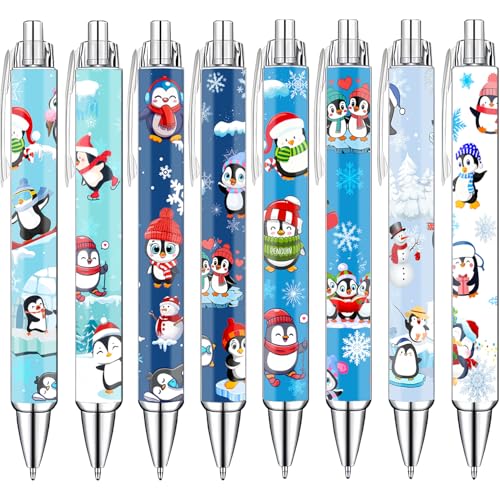 Idealmuzik Penguin Pens Set – Cute Penguin-Themed Gel Pens for Teachers, and Office Gift Exchange – Funny Penguin Designs – Perfect Stationery Gifts, Party Favors, 8 Pack - style: Penguin