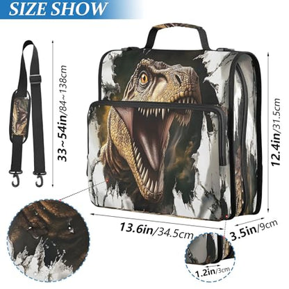 3 Ring Zipper Binder Dinosaur Binder Organizer Portfolio with File and Shoulder Strap & Handle Large Capacity File Folder - color: Dinosaur