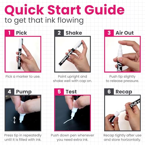 Chalkola White Chalk Markers - White Dry Erase Liquid Chalk Pens for Chalkboard, Blackboard, Window, Bistro, Car Glass, Board, Signs - Variety Pack of 6 - (2x) 1mm, 3mm & 6mm - color: White - 1mm, 3mm & 6mm (6 Pack)