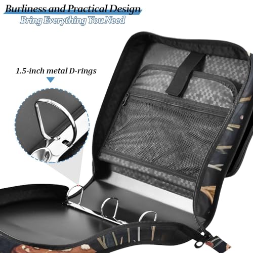 3 Ring Zipper Binder with Shoulder Strap Mushrooms Flowers Butterflies (2) 1.5 inch Binders Keeper Large Capacity Multi Pockets for School Office Supplies - color: Multi2464, size: Fit 500 Sheets