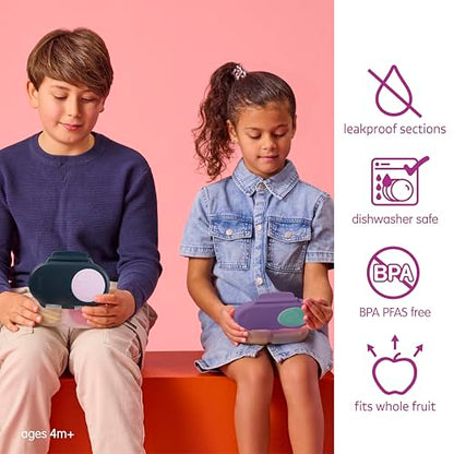 b.box Lunch Box Kids 2-pack, Mini Lunch Box + Snack Containers for Kids | 4.25 + 1.75 Cup Bento Box for Kids, Snack Box, Lunch Containers, Leak Proof, Dishwasher Safe, BPA Free, PFAS Free, Ages 4m+ - color: Lilac Pop