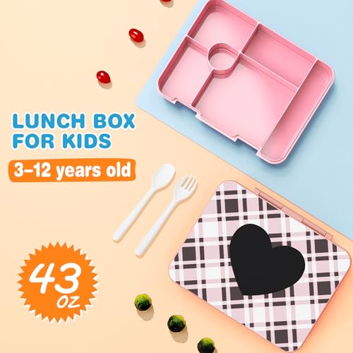 ACESAK Girls Backpack - Bento Box with Insulated Lunch Bag Pencil Case & Utensils Set for Kids, 6 Leakproof Compartments Removable Tray Lunches or Snack Container for School (Black) - color: Black