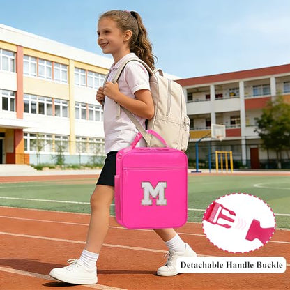 Lunch Box for Kids School Lunch Bag for Girls Teen Womens Work Travel Picnic Food Containers Cooler Carrier,Cute Large Insulated Lunch Tote Bags with Water Bottle Pocket Handheld Strap Pink M - color: 06-Pink M