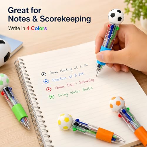 Oneshow 50PCS Soccer Party Favors Soccer Pens Mini 4-in-1 Multicolor Pen | Fun Teacher Reward Pens Bulk Cool Ballpoint Pens for Birthday Soccer Team Gifts Goodie Bag Stuffers, Back to School Supplies - style: Soccer-50PCS