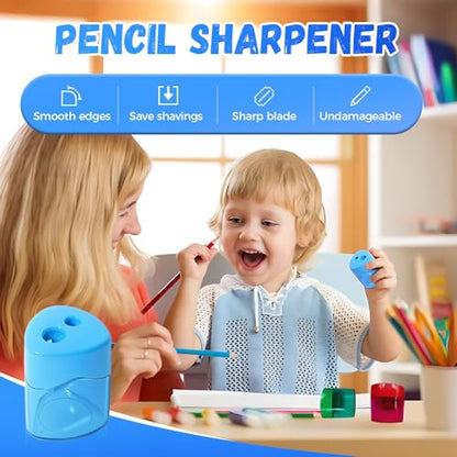Pencil Sharpeners with Lid, Dual Holes Handheld Pencil Sharpener Manual for Standard and Jumbo Pencils, Compact Cute Sharpener for Kids Adults Students School Home Office (4*Ellipse) - color: 4*ellipse