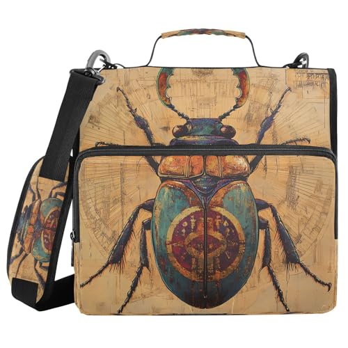 3 Ring Zipper Binder Vintage Bee Binders Bag with Shoulder Strap 500 Sheets Paper Organizer Trapper Keeper Documents Storage File Folder for School Office - color: A937