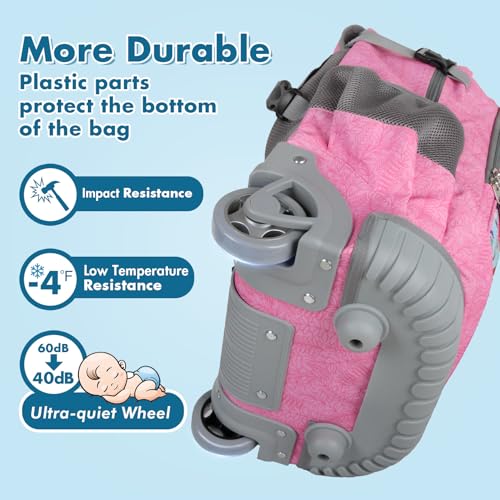 Tilami Rolling Backpack for Kids 18 Inch Wheeled Bookbag for Boys & Girls for School & Travel,Giraffe pink - color: Giraffe Pink
