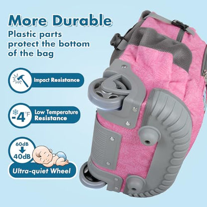 Tilami Rolling Backpack for Kids 18 Inch Wheeled Bookbag for Boys & Girls for School & Travel,Giraffe pink - color: Giraffe Pink
