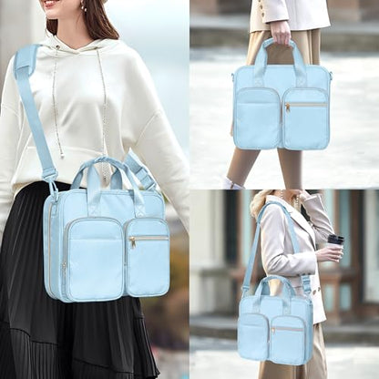 3 Ring Zipper Binder, 2 Inch Ring Binder Organizer Bag with Strap | Binder Bag Fits 13" Laptop & 500 Sheets, Detachable Shoulder Strap, Large Capacity Zip Up Portfolio Folder Bag for Office - color: Blue