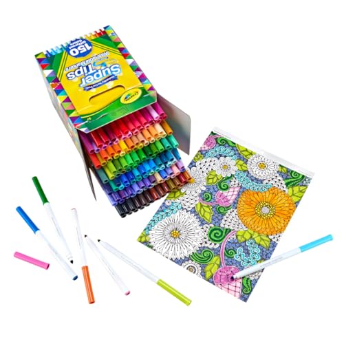 Crayola Super Tips Marker Set (150ct), Teacher Classroom Must Haves, Homeschool Supplies, 2-in-1 Fine Point & Broad Line Markers for Kids, 3+ - size: 150 Count (Pack of 1)