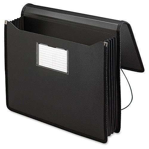 Smead Poly Wallet, Accordion File Organizer for File Folders, Letter Size, Black, 5-1/4 inch Expansion, Office Supplies, Document Organizer (71500) - size: Letter, style: Black