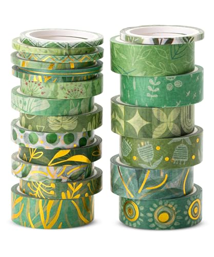 Mr. Pen- Washi Tape Set, 21 Rolls, Assorted Sizes, 5.5 Yards/Roll | Washi Tape for Scrapbook, Arts, Crafts, Journals and Planners, Greenery Summer Design - color: Greenery Summer, size: 0.1", 0.3", 0.6", 21 Rolls
