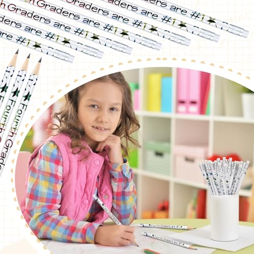 Tenceur 48 Pcs 4th Graders Pencils Bulk Motivational Pencils with Erasers Inspirational Pencil with Back to School Supplies for Kids Student Teacher Classroom Reward - style: 4th Graders