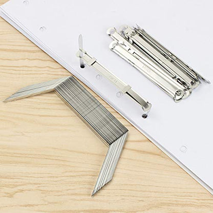 E-outstanding Metal File Fastener 50PCS 2-Hole Prong Paper Fasteners Metal Binder Clip Loose-Leaf Binding Clamp 8cm