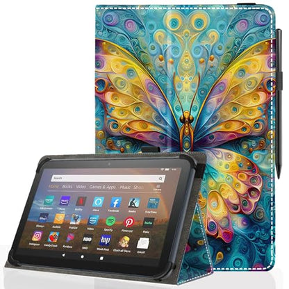 Universal 10 10.1 Inch Android Tablet Case,Slim Folding Stand Cover for All 9"-10.5" Touchscreen Tablet Case with Stylus Pen Holder,Butterfly 09 - color: Butterfly 09