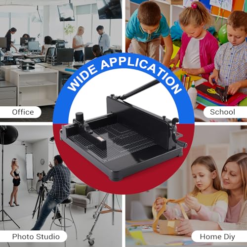 Heavy Duty Paper Cutter,12 inch Guillotine Paper Cutter,Guillotine Paper Cutters and Trimmers Cards Leather with Metal Base for Office Home School (Black, a4) - color: Black, size: a4