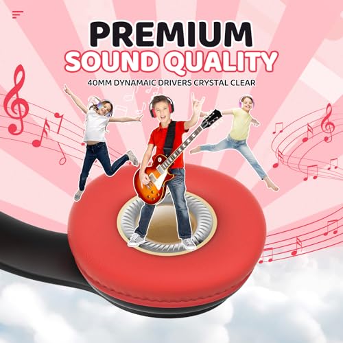 JoySpark Kids Bluetooth Headphones, Lightweight Wireless Headphones for Kids, 85/94dB Volume Limited, 60 Hours Playtime, Bluetooth 5.3, Over-Ear Toddler Headsets with Built-in Mic-Black - color: Black